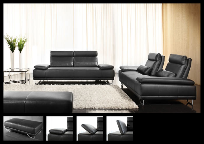 Polsterliege Sofa 108 Leder schwarz